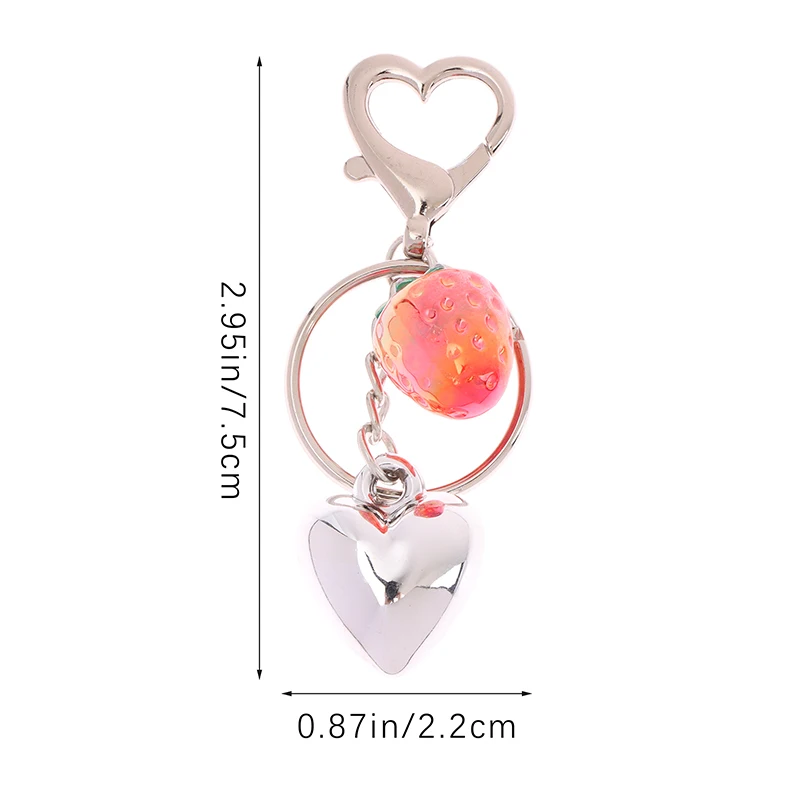 Portable Heart Shaped Keychain Bag Charm Silver Color Love Keyring With Delicate Pendant Fashionable Wallet Camera Accessory