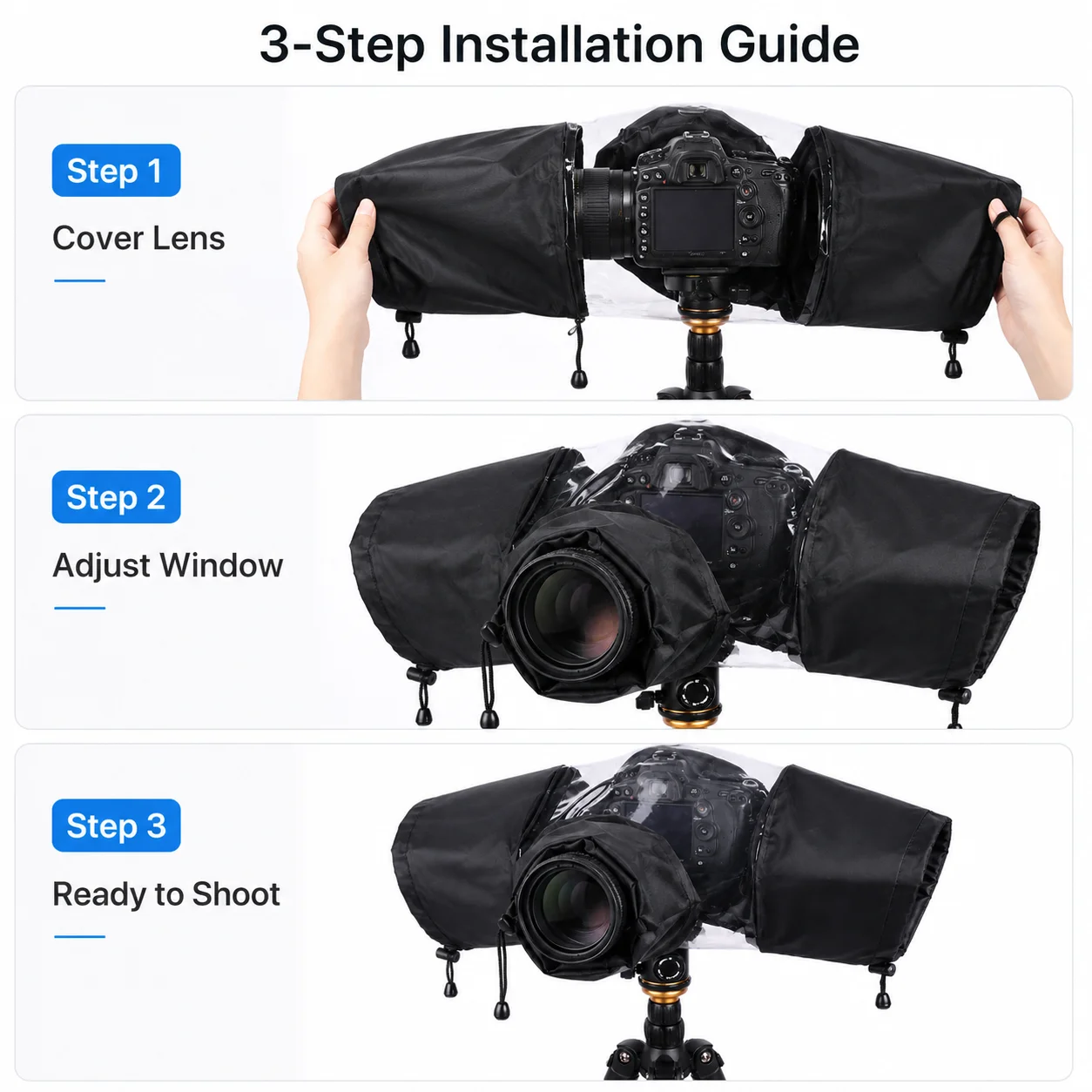 DSLR Camera Rain Cover Waterproof Protective Sleeve for DSLR & Telephoto Lens Outdoor Photography Rain Protection Dustproof Came