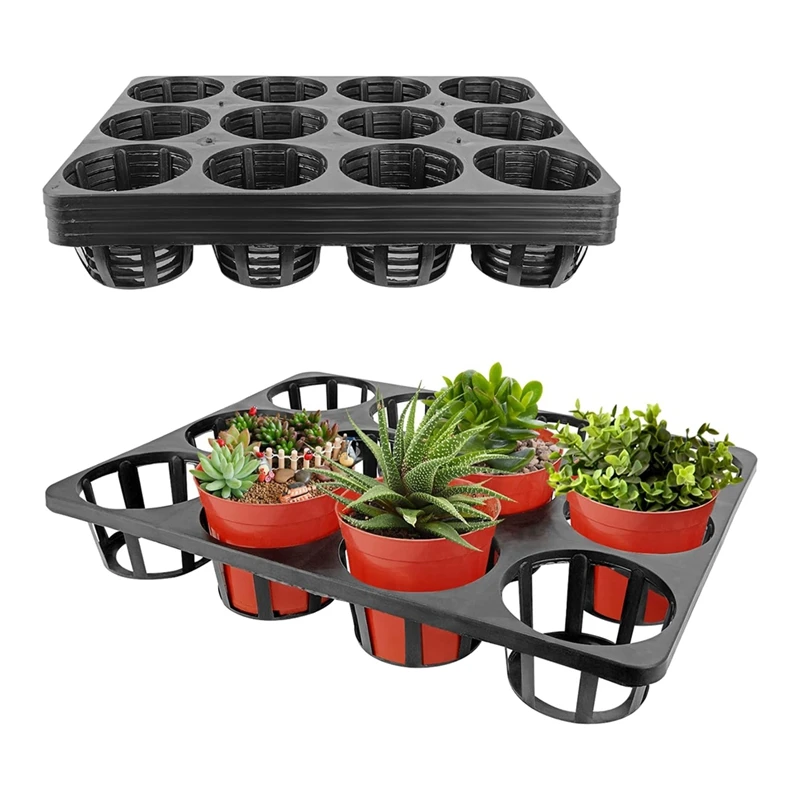 Essential Planting Aids: 5 Pack 12 Cell Round Nursery Pots Trays, Seedling Moving And Carrying Trays