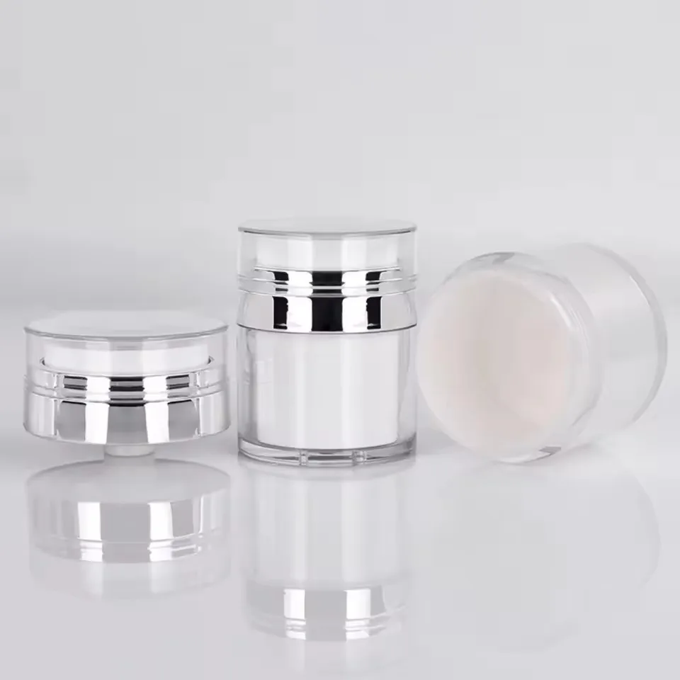 Cream Jar Vacuum Bottle Airless Pump Jar Travel Containers For Lotion Leak Proof Empty Refillable Cosmetic Acrylic Jar Container