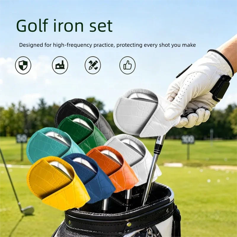Golf Club Iron Covers PU Leather Anti-Scratch Protector Iron Head Covers For Easy Identification Men Women Players Golfer Indoor