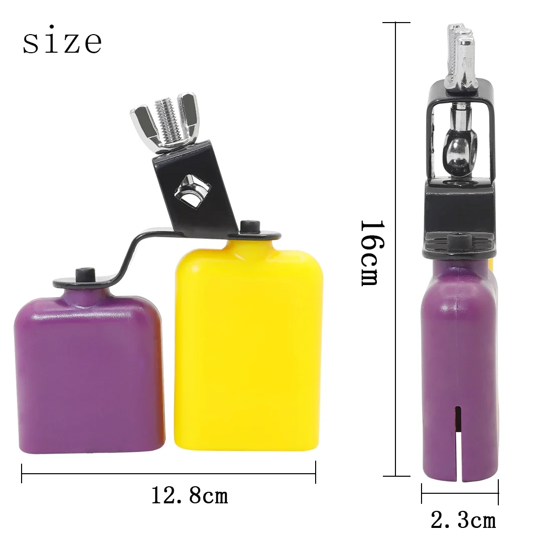 SLADE Double Sambago Bell Latin Music Yellow Purple Cowbell High Low Sound Knocker Drum Percussion Instrument Accessories