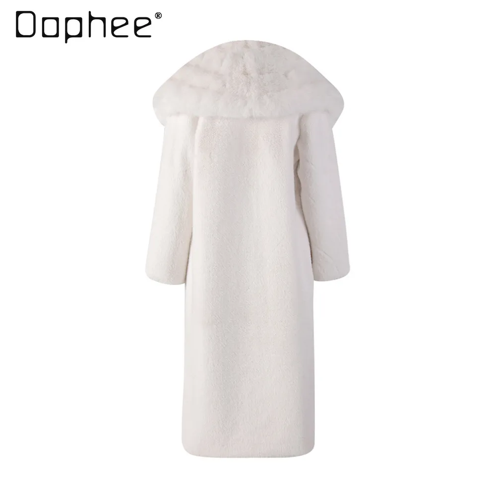 Large Lapel Loose Casual Mid-length Wool Coat for Women Winter New Office Lady Fashion Versatile Thicken Warm Faux Fur Coat