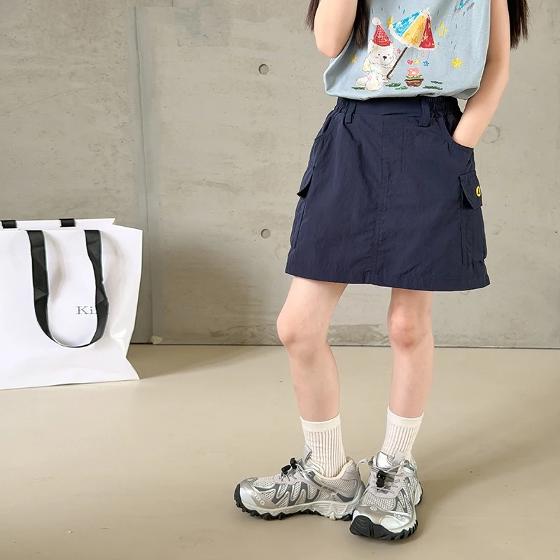 2026 Summer New Girls Cool Lightweight Quick Dry Cargo Mini Skirt Casual Outdoor Camping Kids Bottomwear Short Skirt