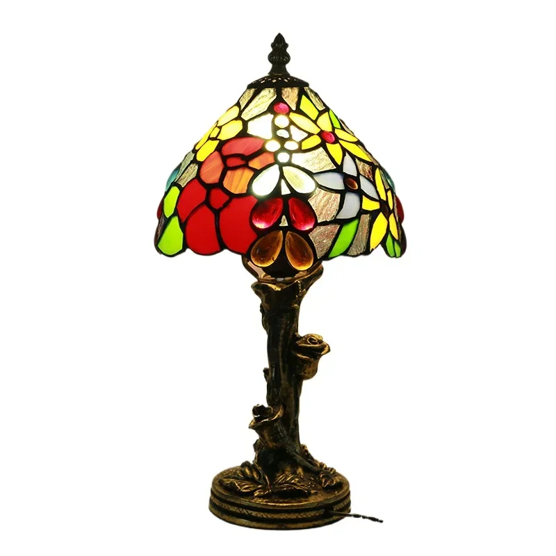 

8 Inch 20cm Stained Glass Shade Tiffany Vintage Desk Lamp