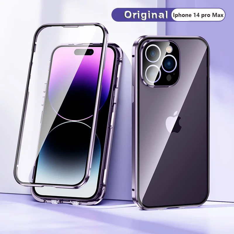 

Magnetic All-Inclusive Case for iPhone14,13,12 Pro Max,13,12Mini,Double-sided Anti-peeping Screen,Tempered Glass Protection Cas