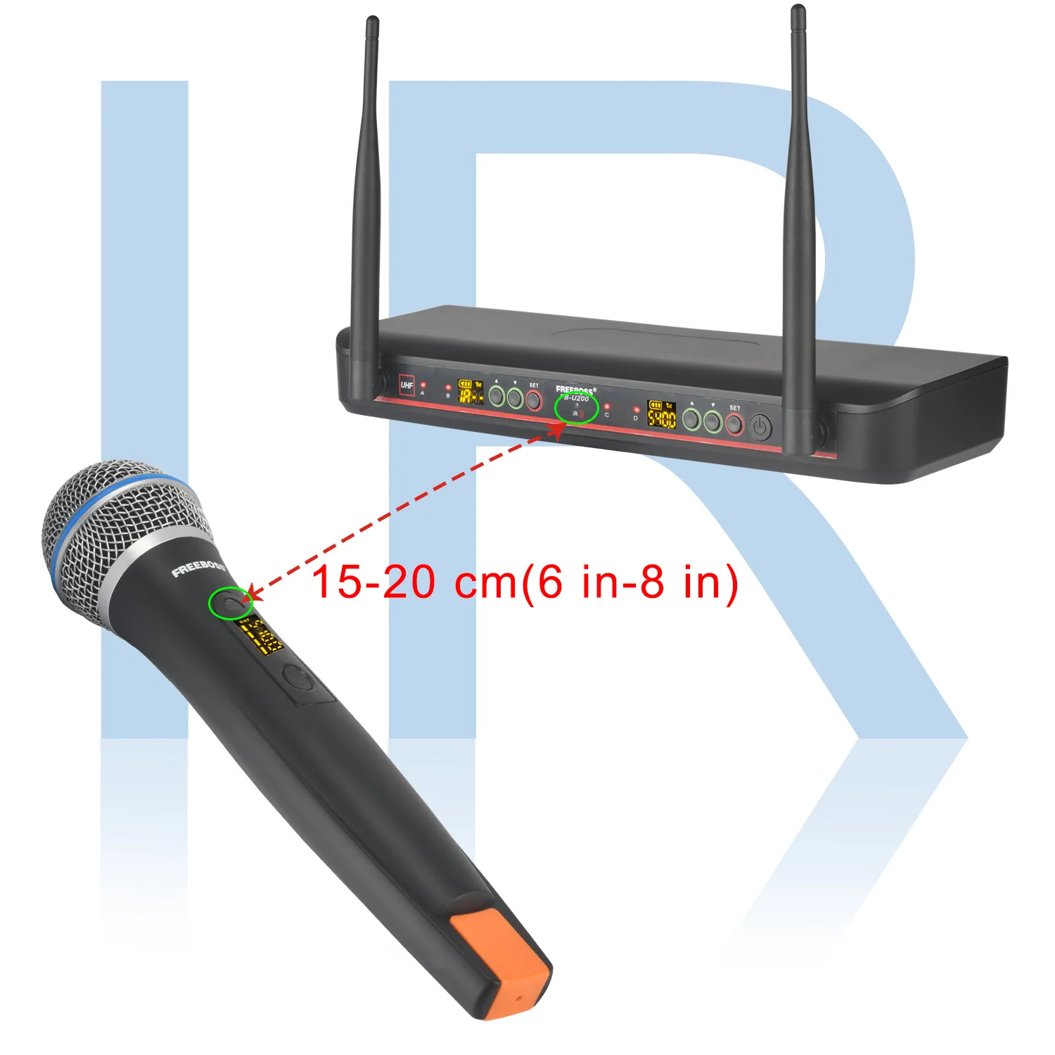 Imagem -04 - Boss-microfone sem Fio com Caixa de Plástico Canais Ajustável 500mhz ir Uhf sem Fio Transmissor Cardióide Reunião Fb-u200