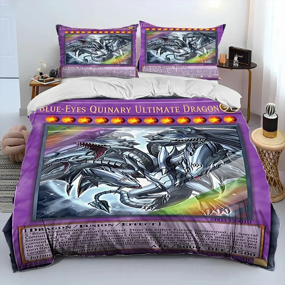 Set Seprai Nyaman Anime Kartu MONSTER Yu-gi-oh 3D, Set Seprai Selimut Penutup Sarung Bantal, Set Seprai Ukuran King Queen Anak Laki-laki