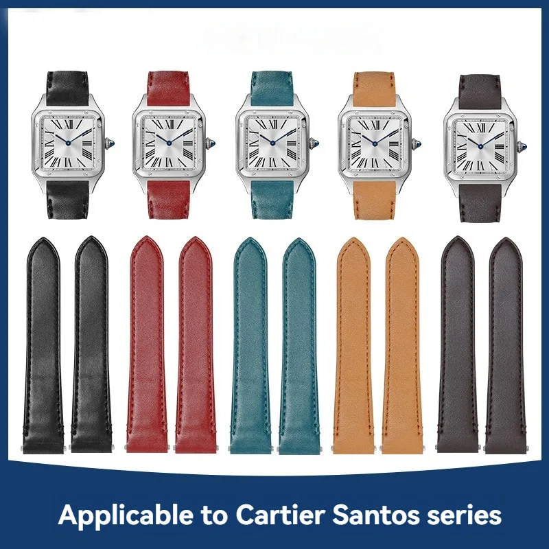 For Cartier Santos Quick Release Watch Strap New Medium Strap WSSA0010 Plain Genuine Leather Watchband Men's Wristband 19mm 21mm