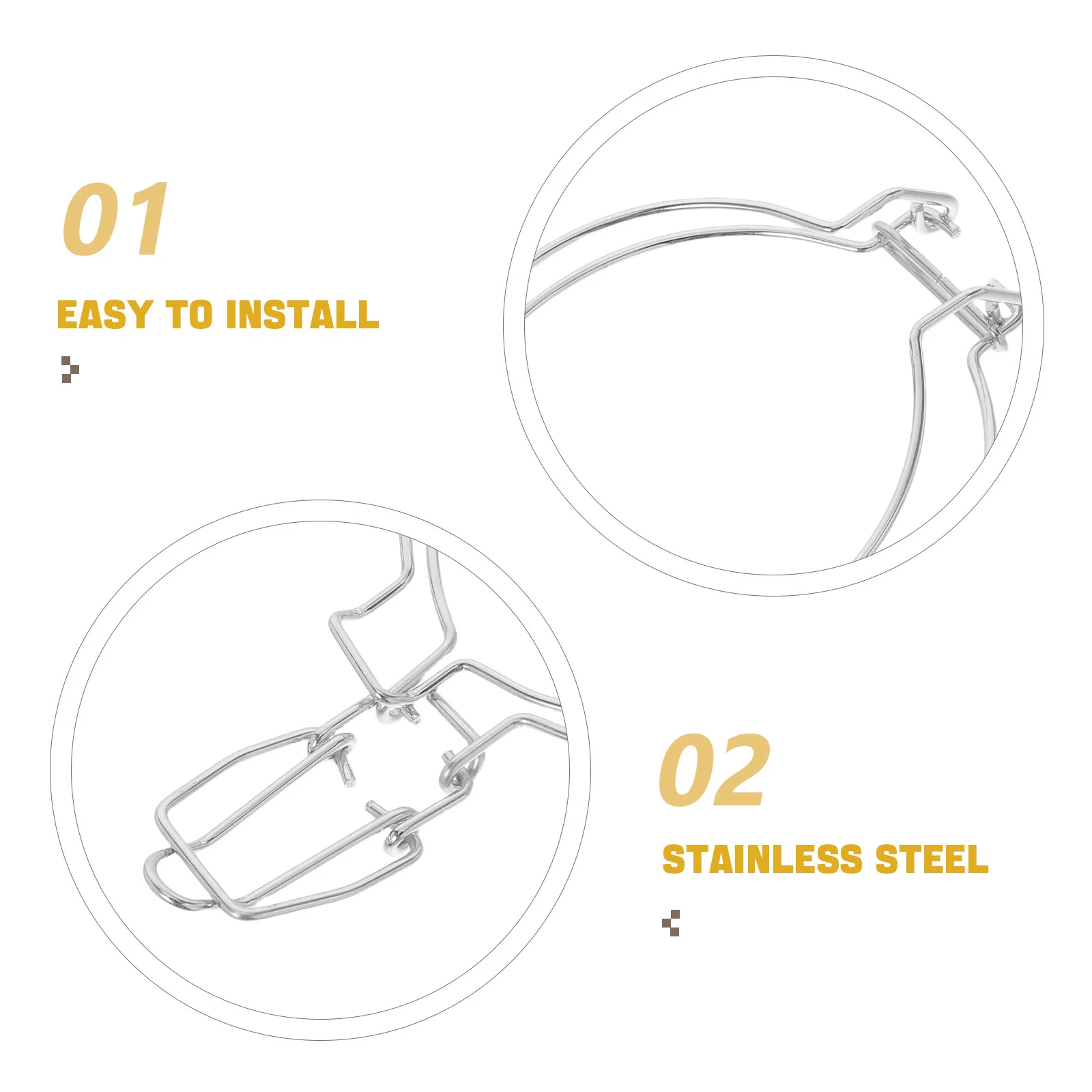 10 قطعة مشبك سلك من الفولاذ المقاوم للصدأ لملحقات ختم الحاويات الزجاجية سهلة الاستخدام وتخزين قفل معدني #3