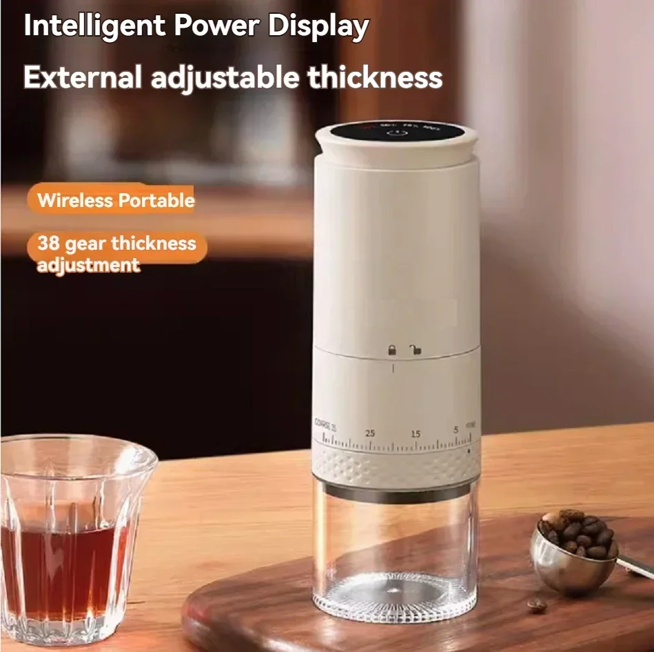 Elektrische Kaffeemühle, extern einstellbar, 1500 mAh, Typ C, Aufladung, Kaffeemühle, Bohnenmahlmaschine, Kaffeemaschine