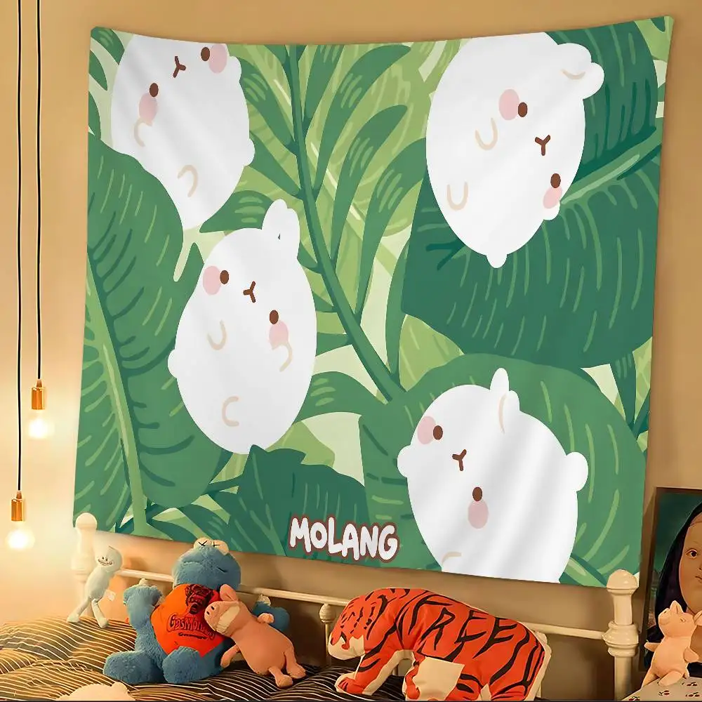 Cute white M-Molang Chart Tapestry for Living Room Home Dorm Decor Art Home Decor 5