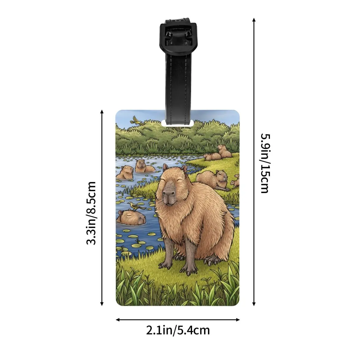 Custom Schattig Dier Capybara Bagagelabel Met Naam Kaart Privacy Cover Id Label Voor Reistas Koffer