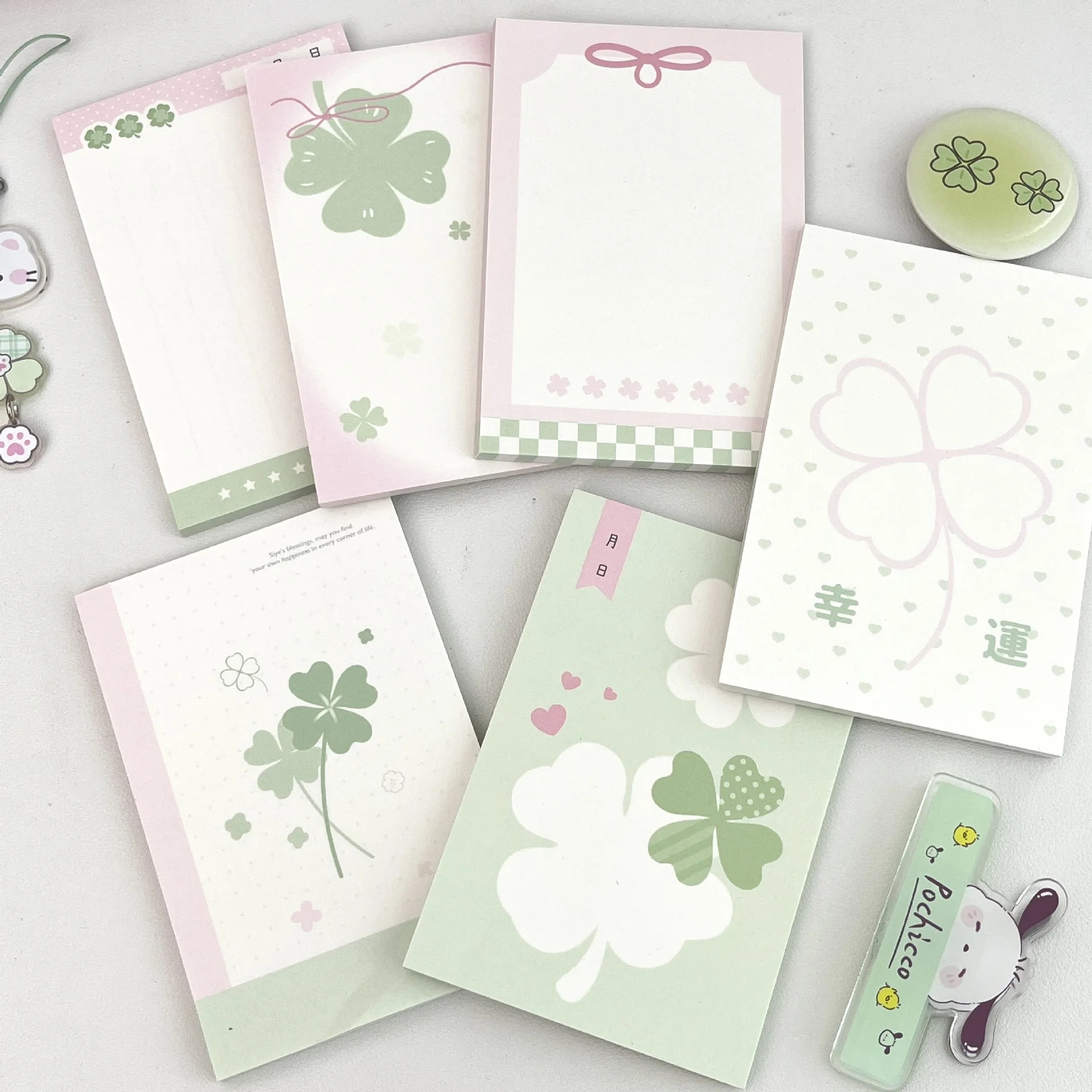 

20 Packs Memo Pad Non Stick Lucky Clover Memo Pad Bulk Cute Notepads To Do List Book Study Office Accessories Korean Stationery