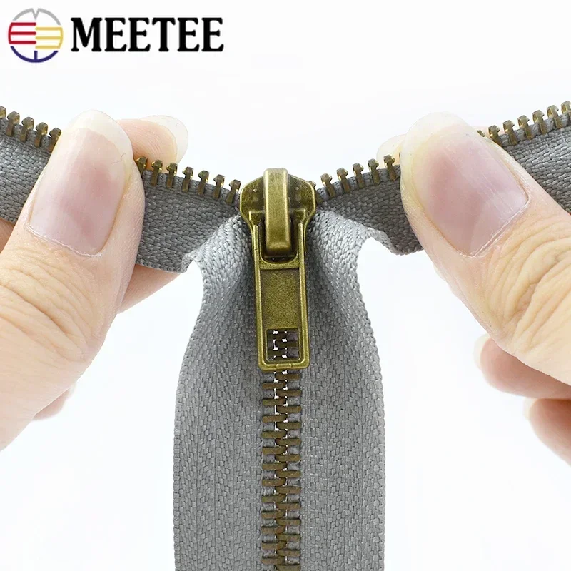 5/10Pcs Meetee 3# 5# 20cm Bronze Teeth ClosedEnd Metal Zippers for Pocket Pants Bag Zipper Tailor DIY Sewing Garment Accessories