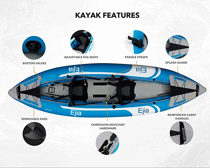 Kayak Gonflable 2 Personnes avec Pédales - close-up view