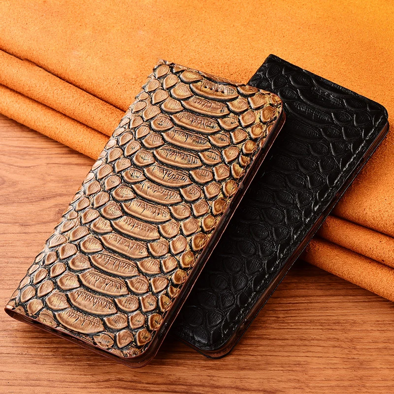 Snakeskin Veins Genuine Leather Case For XiaoMi Mi 12 12T Pro Mi12 Ultra 12X 12s pro Ultra Lite Cowhide Wallet Flip Cover Cases