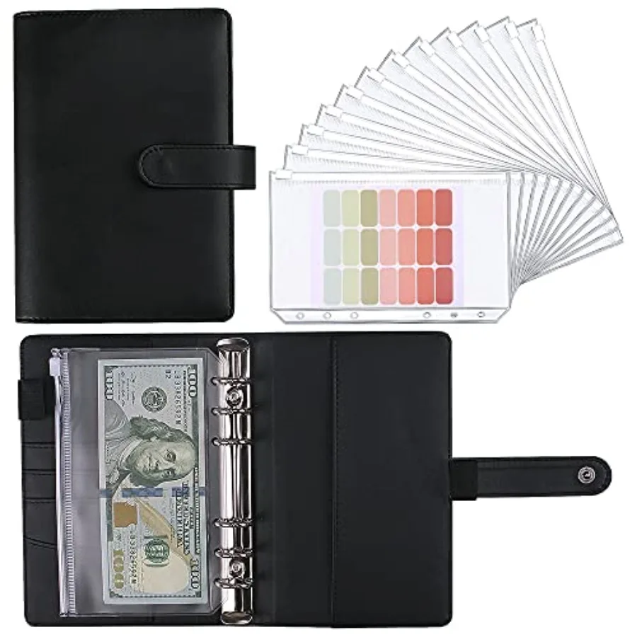 

Money Saving Binder, Savings Challenges Book with for Cash Envelopes, 12pcs Zipper Envelopes A6 Budget Binder, Budget Planner f