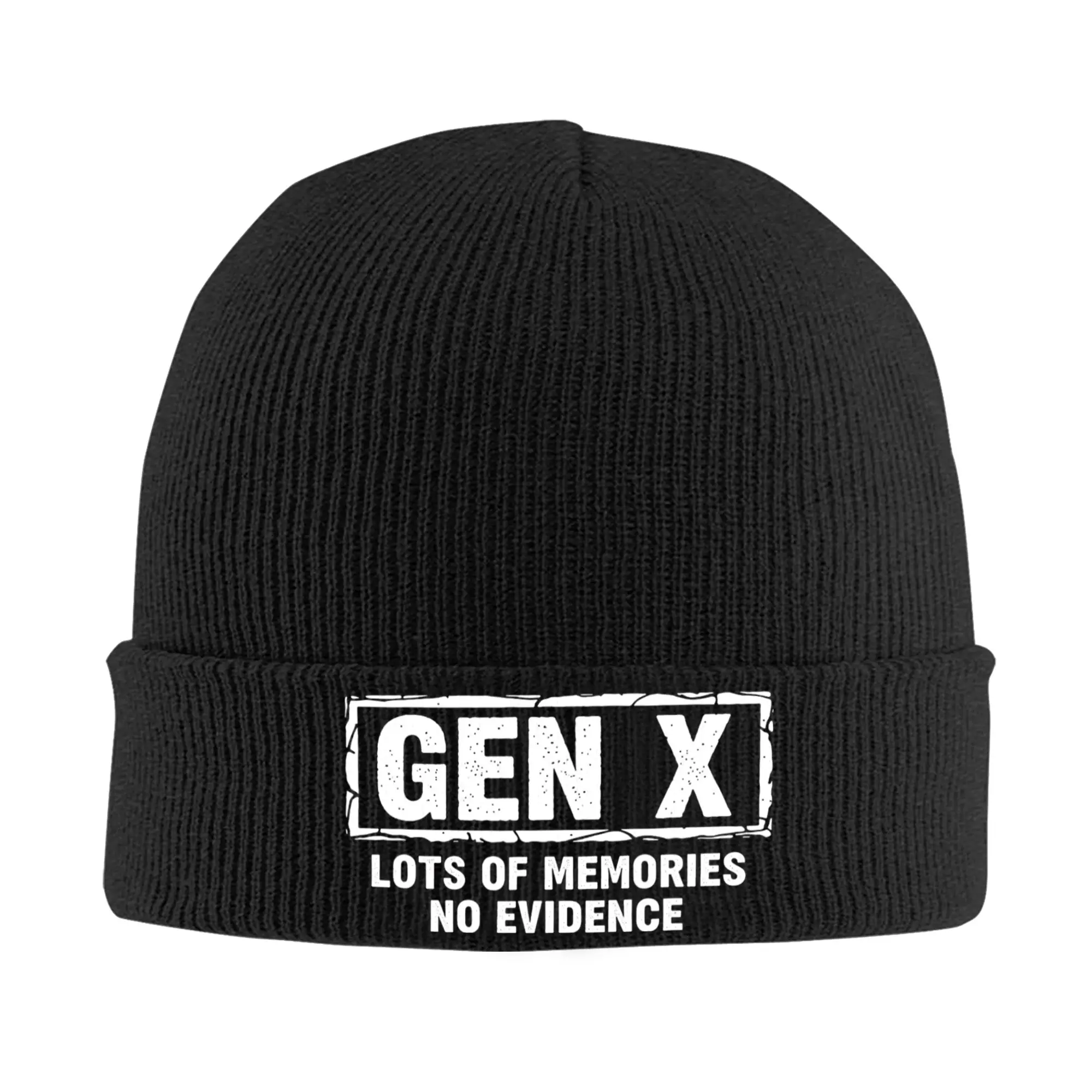 Gen X Lots of Memories No Evidence Funny Gen X Nostalgia  Knitted Hat Beanies Winter Hats Warm Acrylic  Color Caps for Men Women