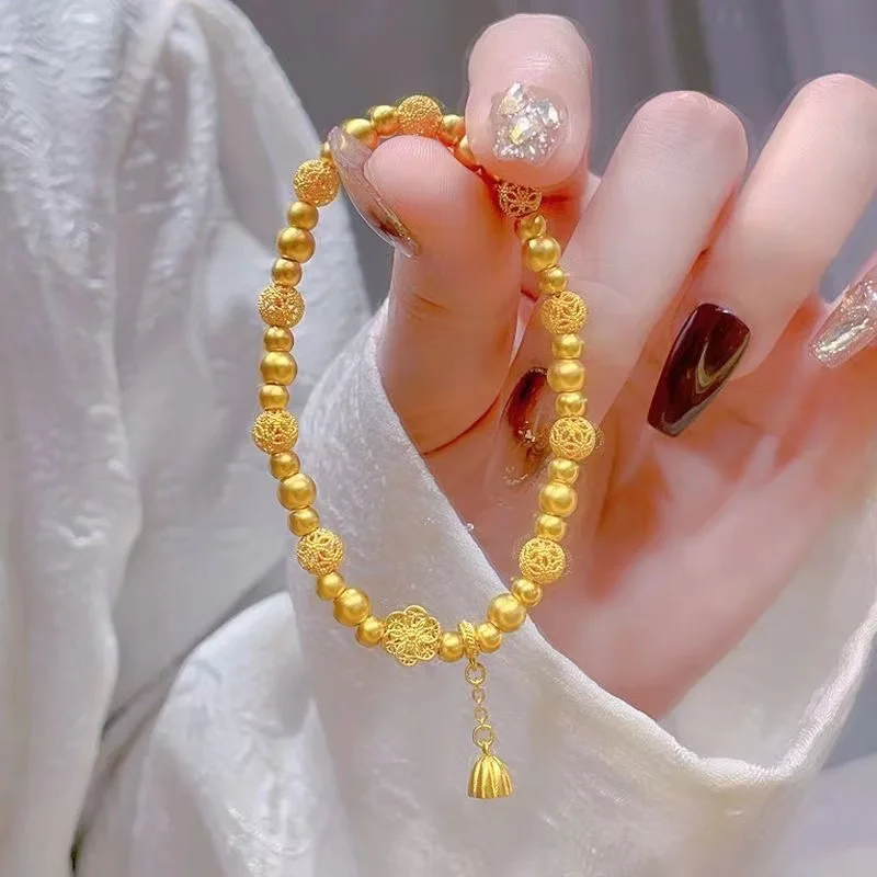 

Classical Jewelry Copper Gold-plated Hollow Flower Ball Women's Bracelet Simple Retro Personalized Gift