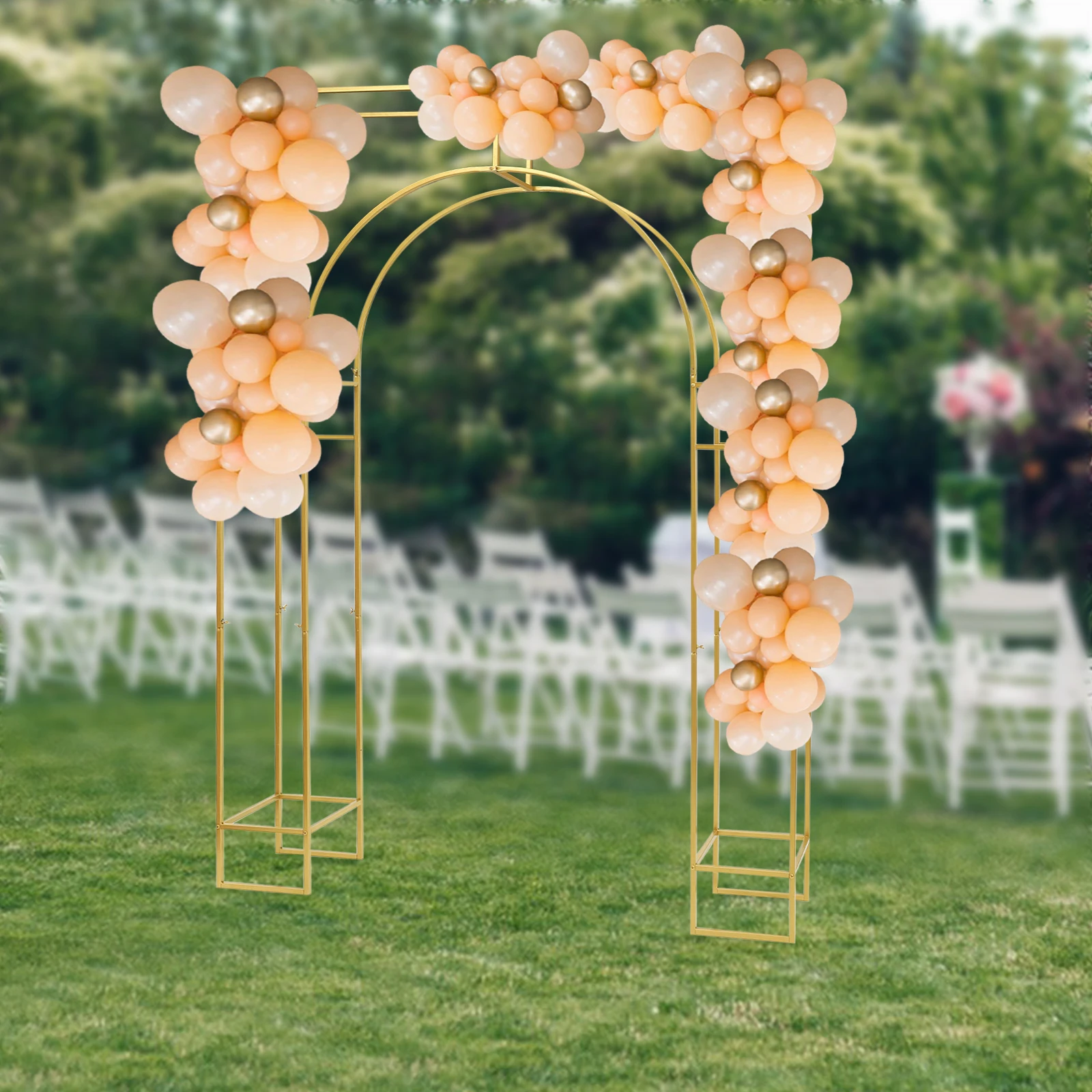 

Золотая подставка для свадебной арки из высококачественной углеродистой стали - высокотемпературная краска для выпечки для прочного и антикоррозийного исполнения