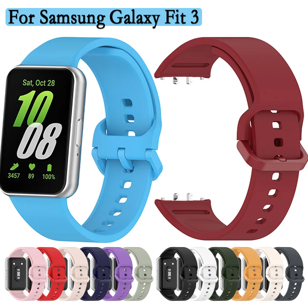 

Strap For Samsung Galaxy Fit 3 SM-R390 Durable Silicone Sport Watchband Single Color Adjustable Wristband Accessories