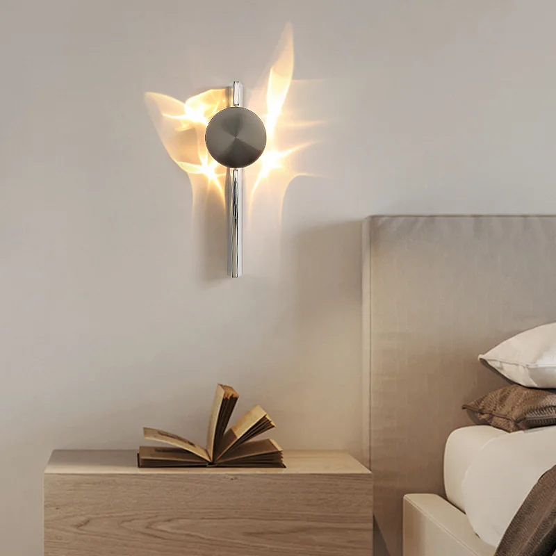UDDALight Wave Effect LED Wall Sconce， Stainless Steel Rippled Light， Rotating Water Shadow Ambient Lighting for Bedroom Living