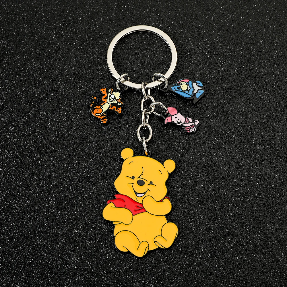 Disney Pooh Bear Keychain Cute Sweet Cartoon Winnie keychain Girls Backpack Pendant Jewelry Accessories Gift