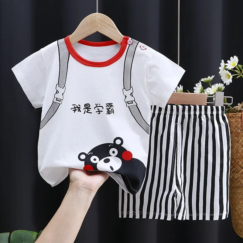 Summer Kids Cartoon Sports Tracksuit Shorts Pajamas T-shirt Outfit