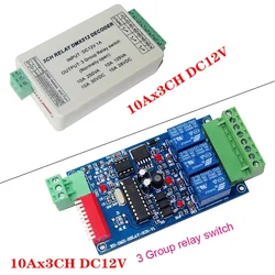 3CH Dmx512 LED Controller 3 Channel DMX 512 RELAY DC12V 10A*3CH 3 Group Relay Switch
