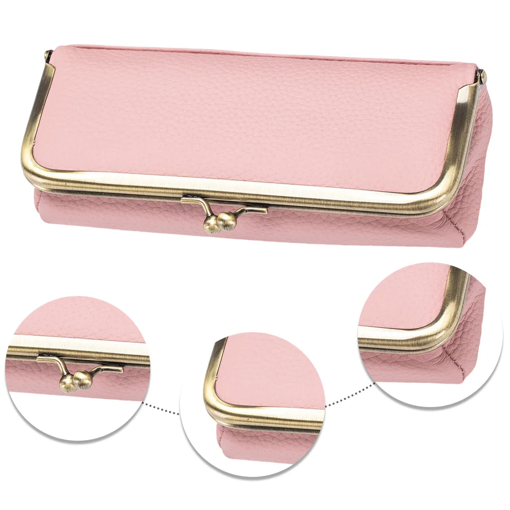 

Genuine Leather Sunglasses Case Kiss Lock Eyewear Organizer Case Portable Glasses Holder Case for Outdoor Travel