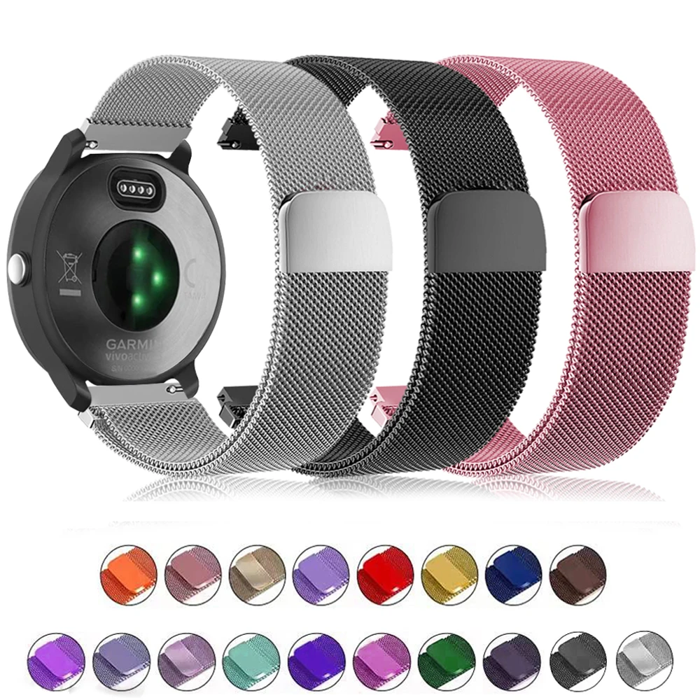 20mm 22mm Strap For Garmin Venu 1 Venu2 Forerunner 645 Wristband Bracelet Magnetic Loop Accessories Vivoactive 3 4 HR Band