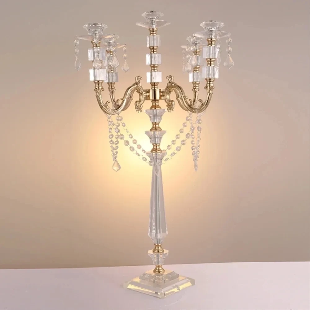 

Acrylic Candle Holders Candelabras With Crystal Pendants 77 CM/30" Height Marriage Candlestick Wedding Centerpieces Home Decor