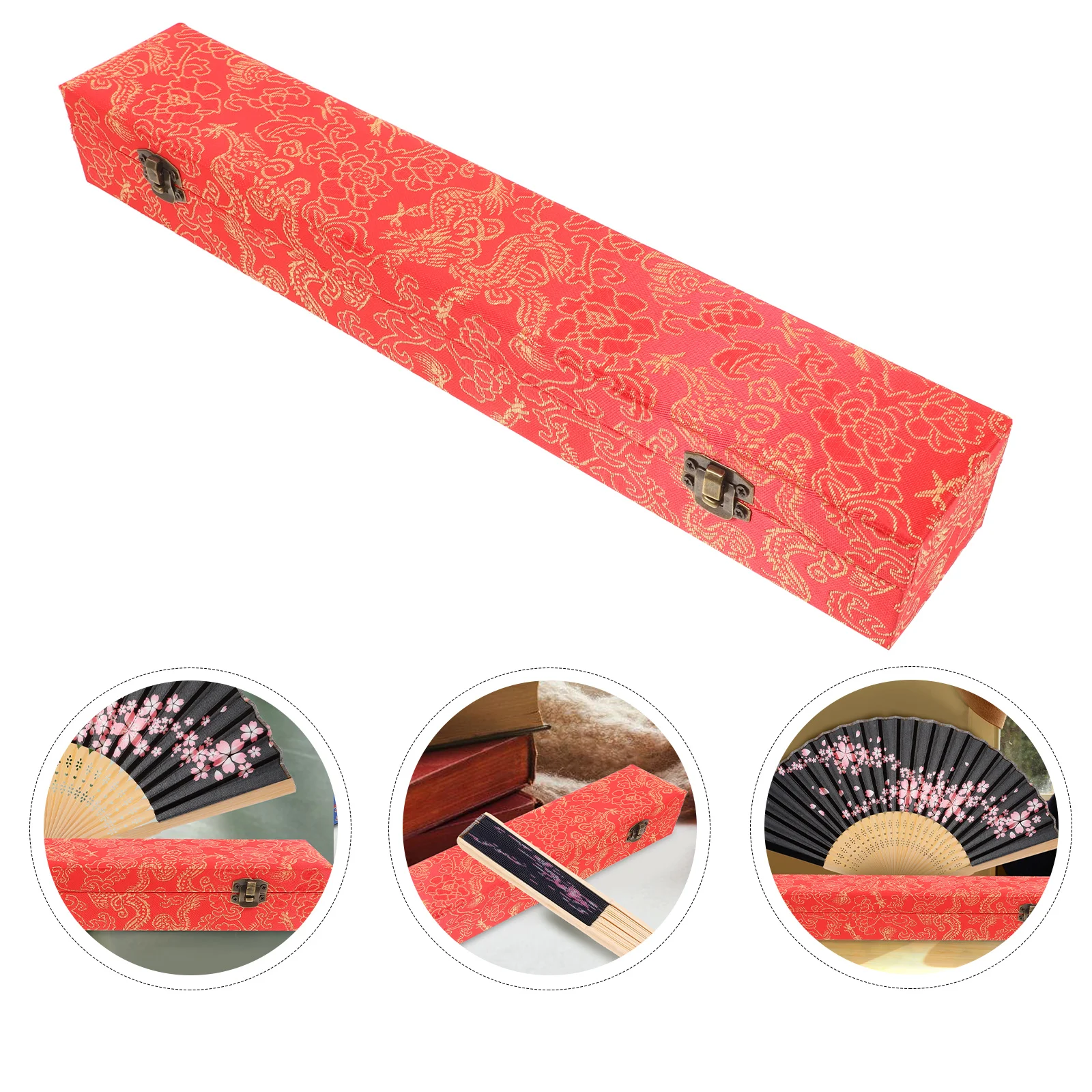 

Gift Fan Packaging Box Boxes with Lids Classical Organizer Holders MDF Packing Case Chinese Blank