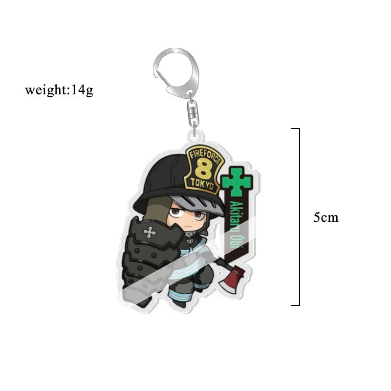 Fire Force Shinra Kusakabe Double-sided Keychains Arthur Boyle Pendants Kotatsu Tamaki Keyrings Bag Decorations Accessories