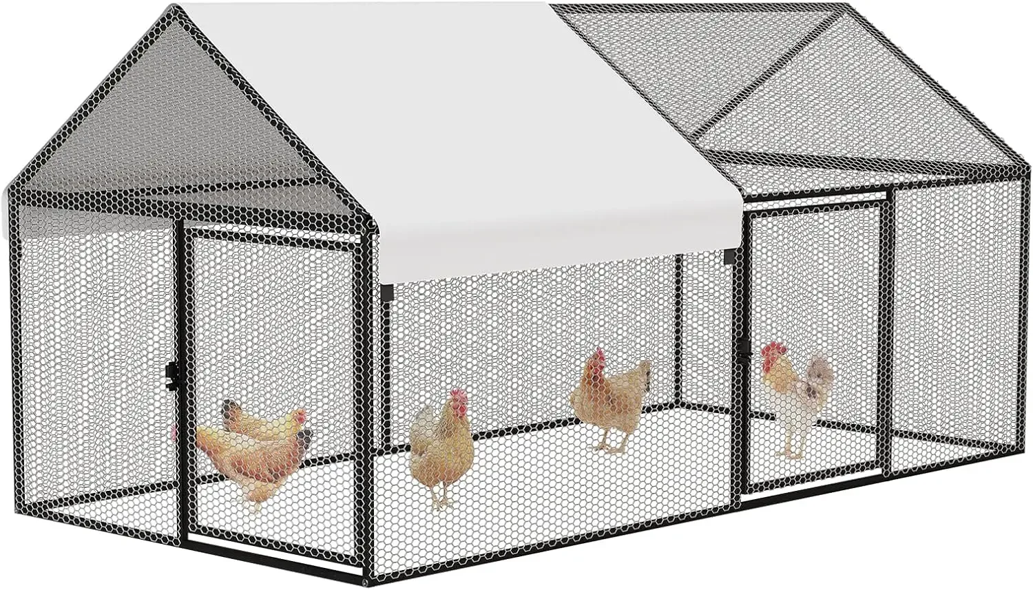 

Metal Chicken Coop 79"×40"×40" Chicken Run with Waterproof Cover Portable Poultry Cage Walk in Hen House Outdoor Backyard Farm