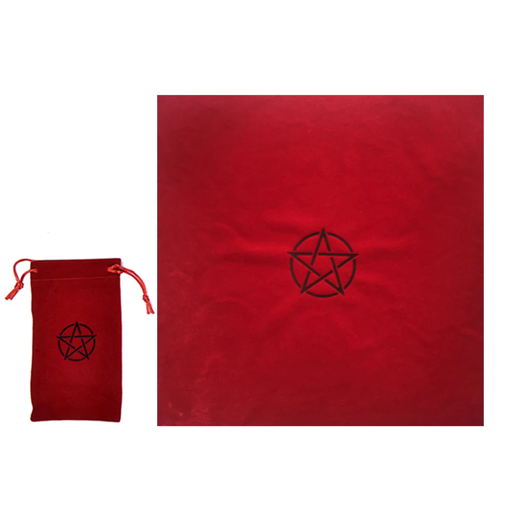 

Pentagram Tarot Tablecloth with Bag Velvet Altar Tarot Cloth 50x50cm Pentagrams Board Game Mat Home Table Decoration