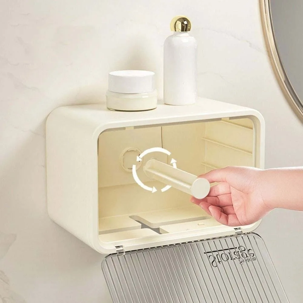 

Hole-Free Facial Towel Storage Box Large Capacity Moisture-proof Transparent Storage Rack Dust-proof PR Roll Paper Holder School