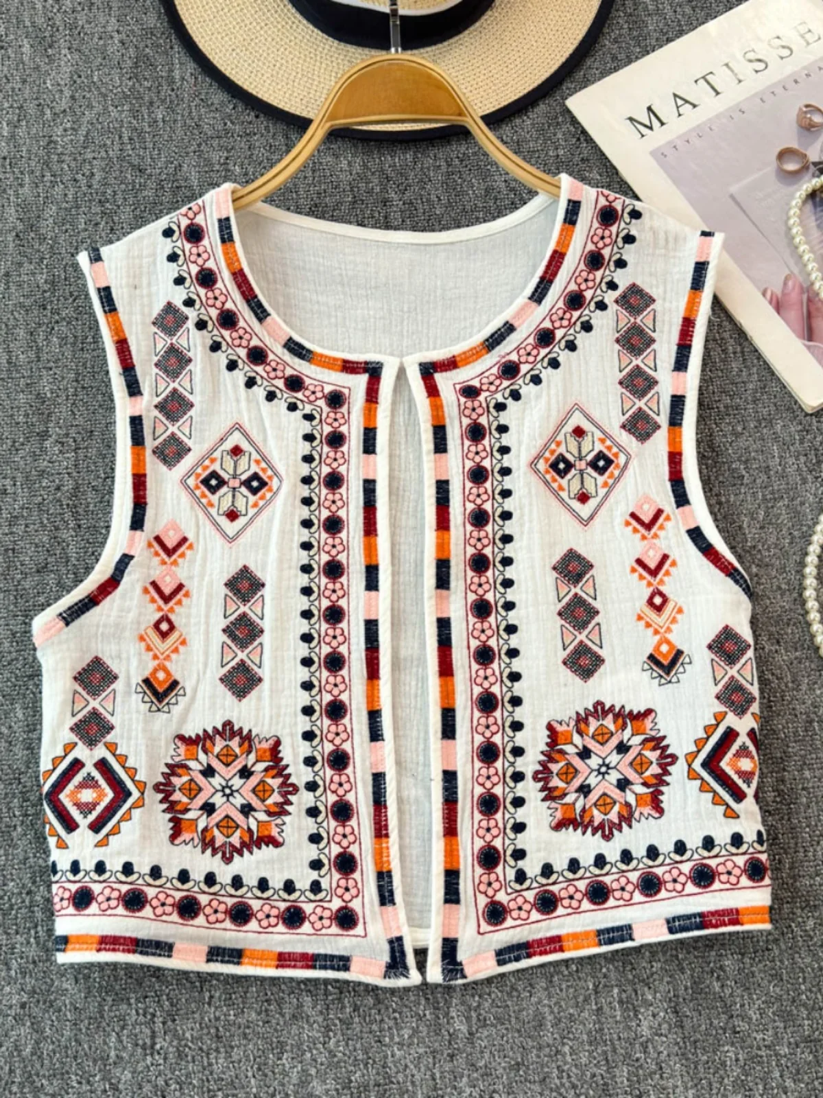 

N ort Svel круглый Ne Жилет с вышивкой Vaion Sle Женский Faion для поездок на работу круглый Ne ort Длина Без пуговиц