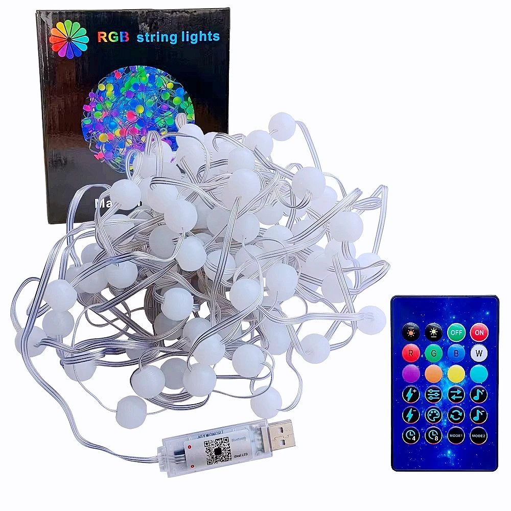 RGB LED smart light string WS2812B waterproof music Bluetooth APP USB ball light outdoor hanging light Christmas party