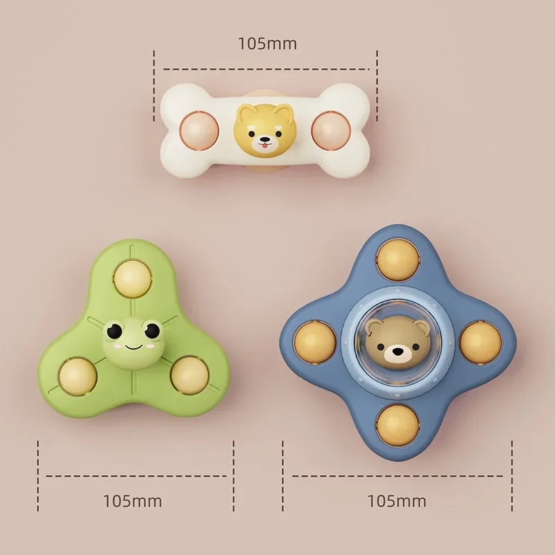 Baby Spinner for Toddlers Bear Hand Montessori Spinner with Suction Cup Sensory Toys Stress Relief Baby Games Rotating Rattles