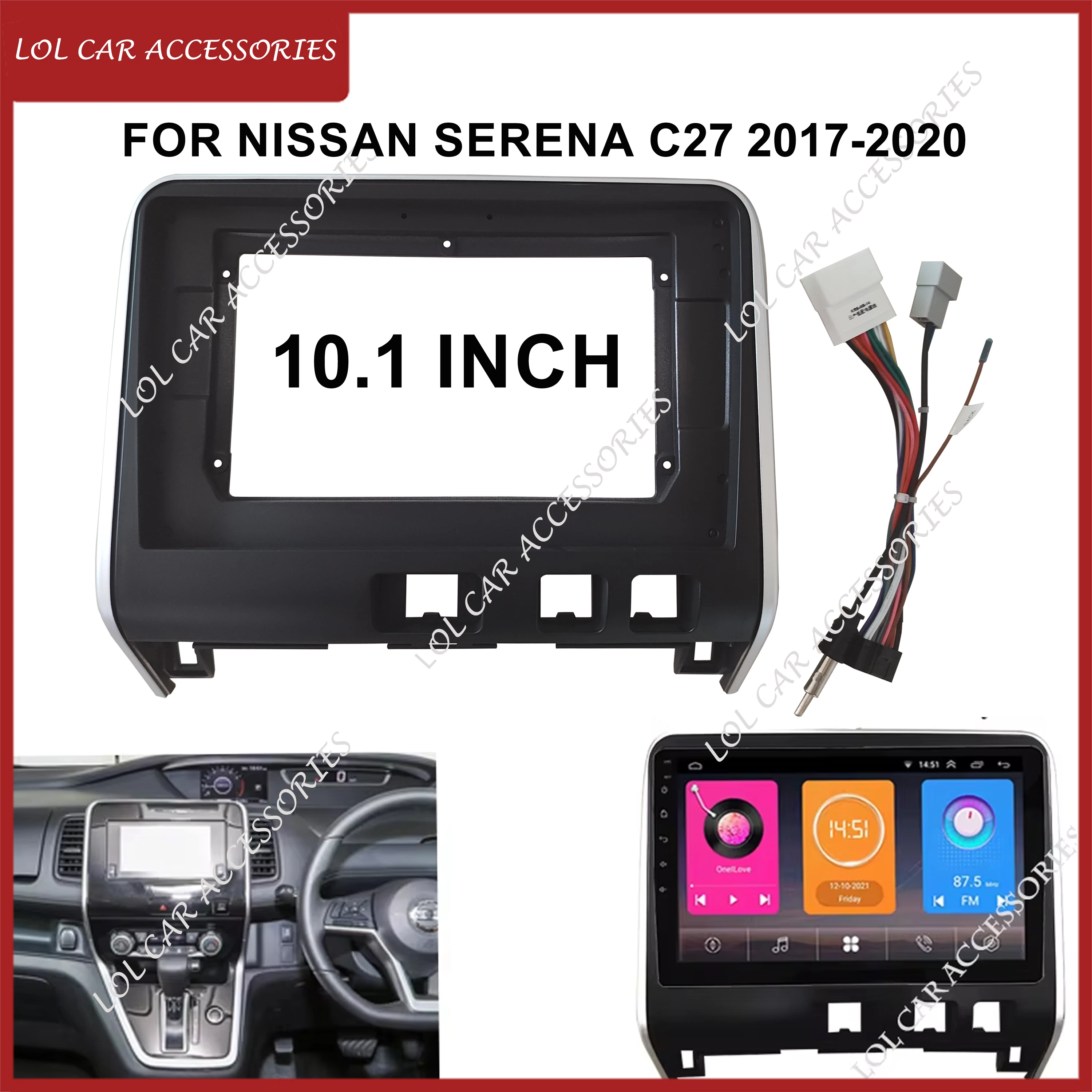 

10,1-дюймовый для Nissan Serena C27 2017-2020, автомобильный радиоприемник, Android, DVD, GPS, MP5, плеер, 2 Din, головное устройство, лицевая панель, крышка