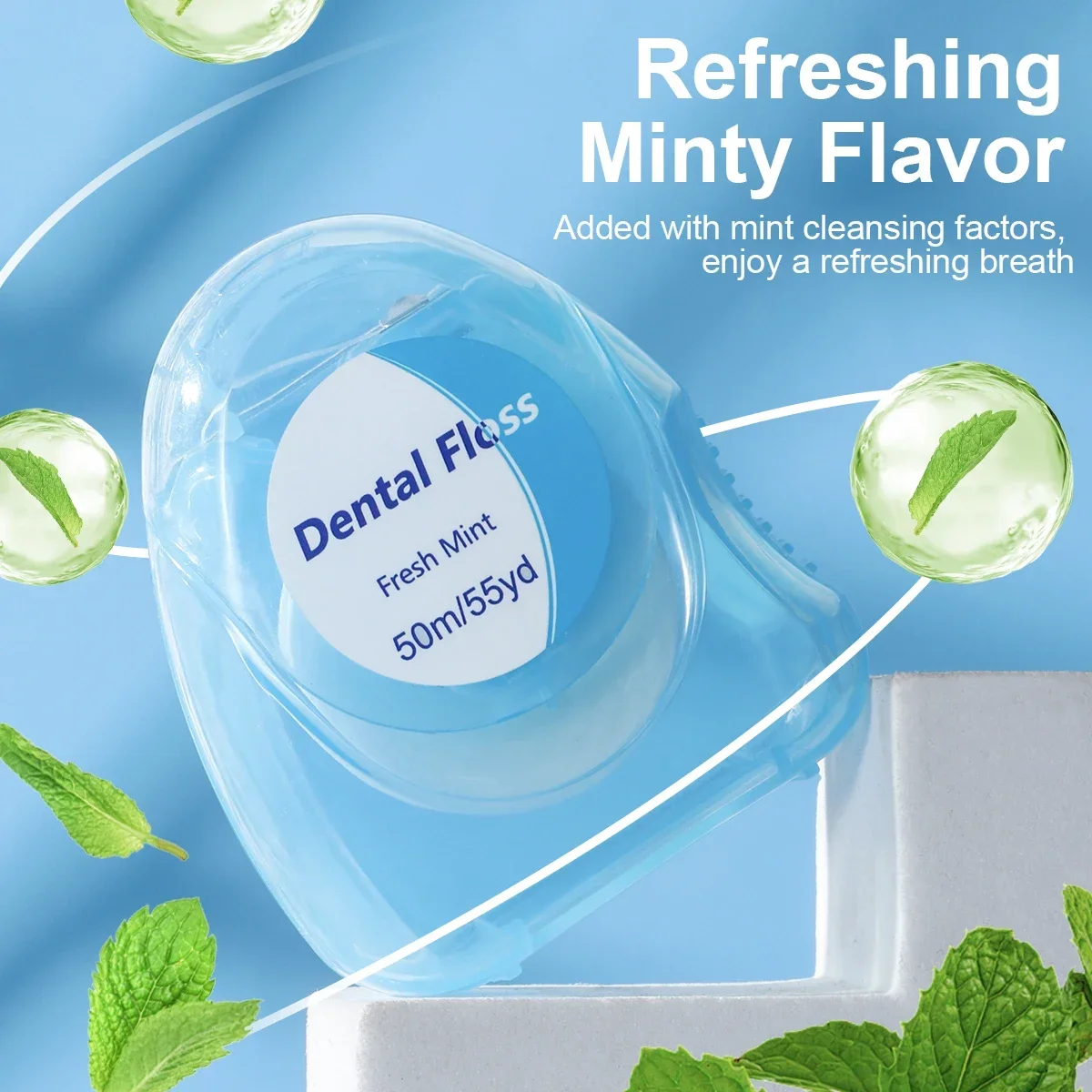 

20PCS/12PCS/6PCS/2PCS dental floss roll - mint flavor, 50 meters/roll - suitable for interdental cleaning and oral care tools