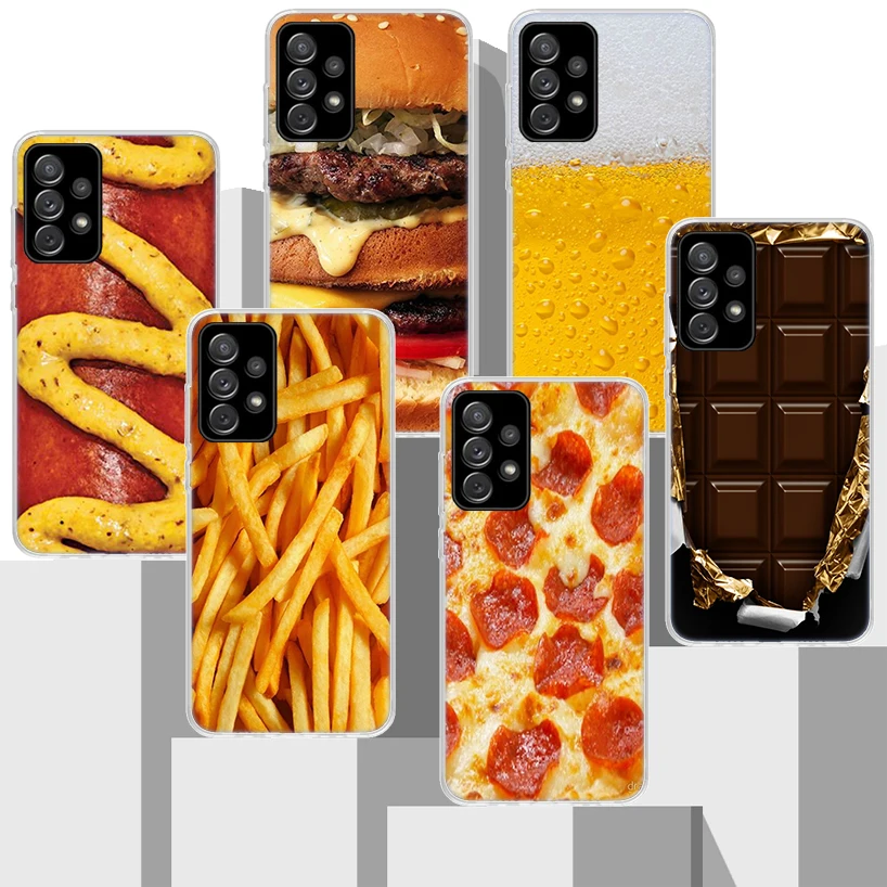 Food French Fries Beer Cheese Phone Case For Samsung Galaxy A14 A15 A13 A12 A54 A55 A53 A52 A34 A35 A33 A32 A24 A25 A23 A22 A04S