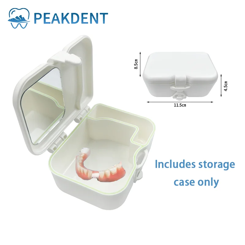 Dental Denture Bath Box False Teeth Cleaning Nursing With mirror Oral Hygiene Mouth Guard Storage Artificial Tooth Holder Box