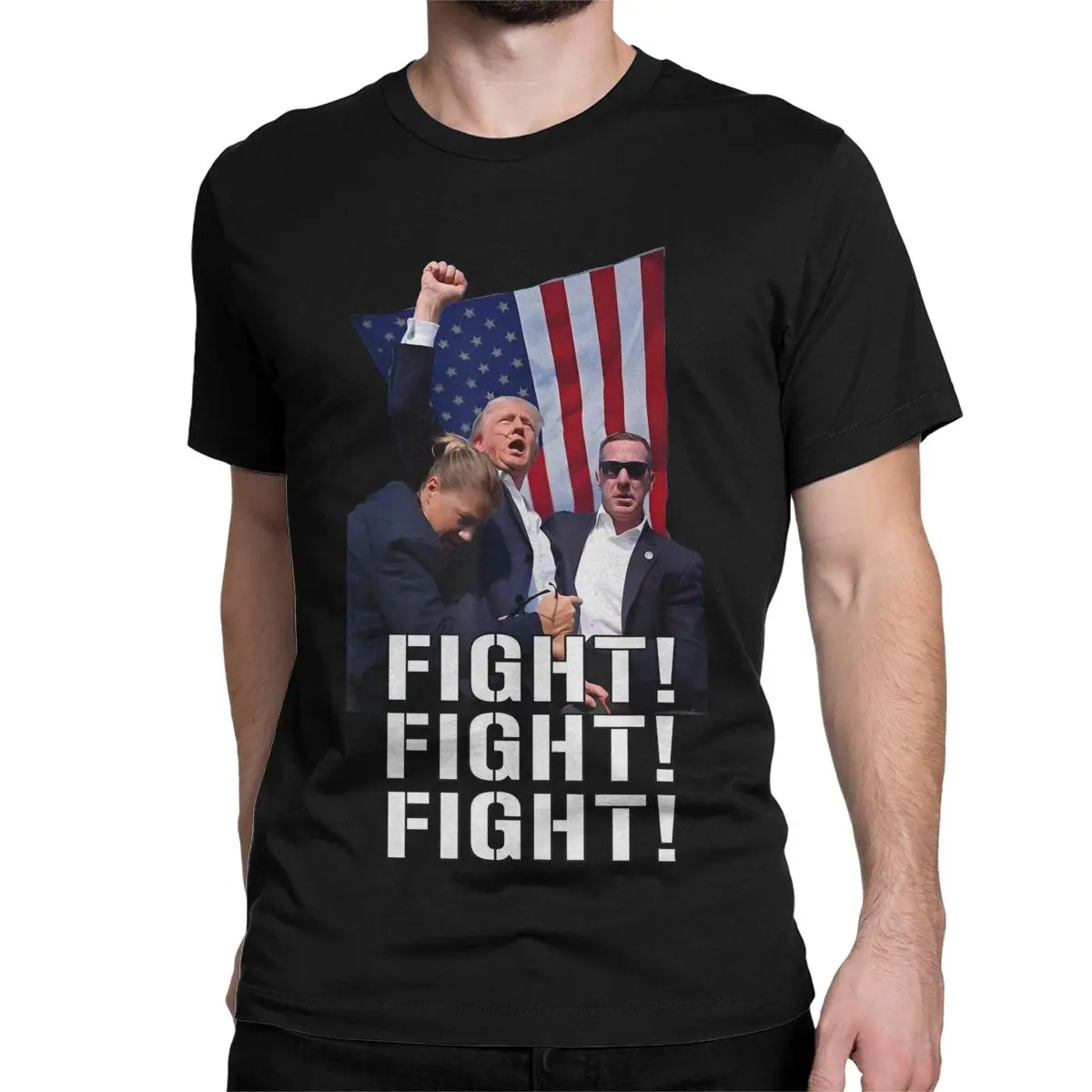 Men Women's T-Shirts Trump Fist Pumped Fight Pray For Trump America 2024 Election Cotton Tee Shirt T Shirts Clothing New Arrival