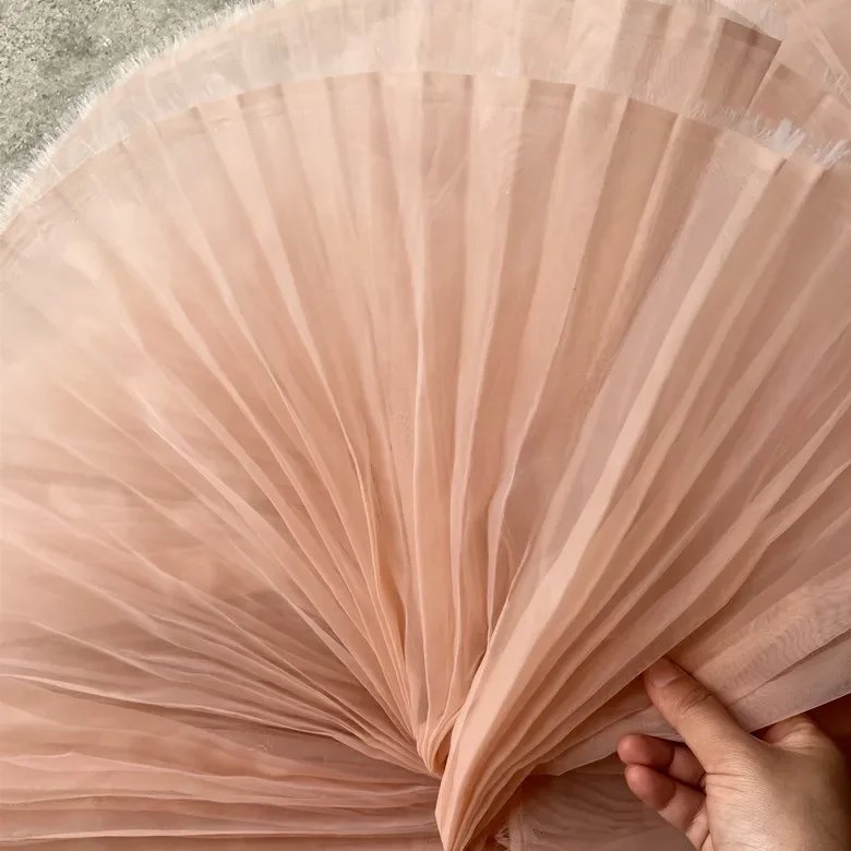 Pleated Organza Fabric By The Meter for Wedding Dresses Clothes Skirts Sewing Designer High-density Fashion Thin Soft Summer Diy