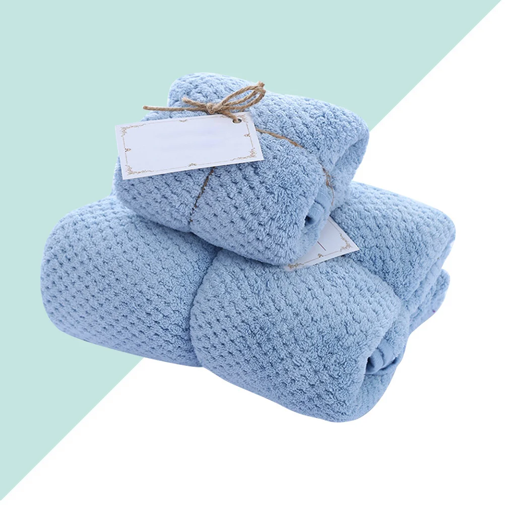 

1Set Coral Fleece Bath Towel Thicken Shower Towel Blue Lightweight Soft Absorbent Quick Dry Multipurpose Hand Face Use