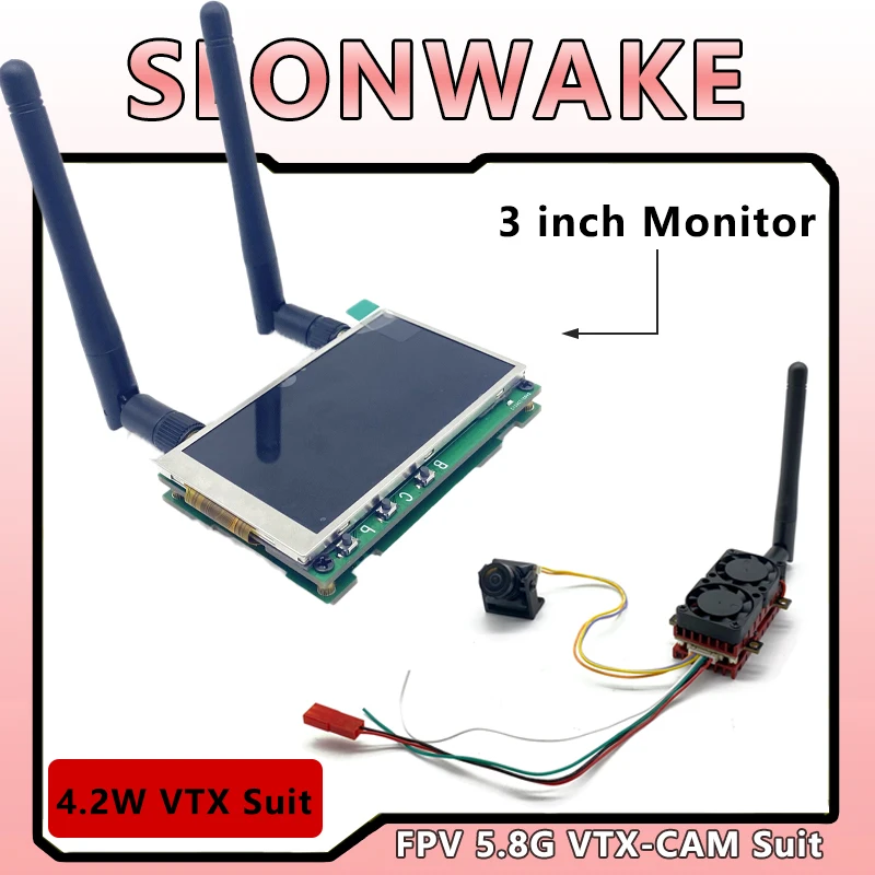 

SLONWAKE 5,8G 48CH 4,2 Вт VTX-передатчик с камерой fpv 1200TVL и FPV-монитором 3-дюймовая видеогарнитура 480*320px HD-монитор