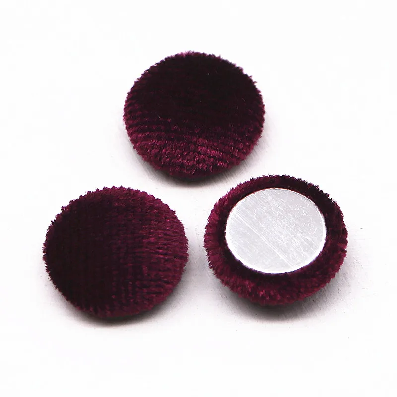 50pcs 15mm Velvet Fabric Covered Round Button Flatback Cabochon Decoration Buttons Handmade Scrapbooking DIY Accessories